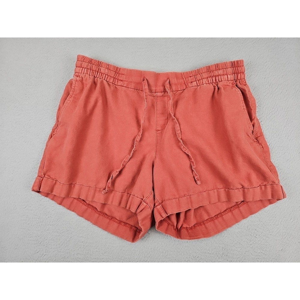 Old Navy Linen Blend Tie Waist Shorts Women's Medium Red Sumac 4" Inseam Pockets